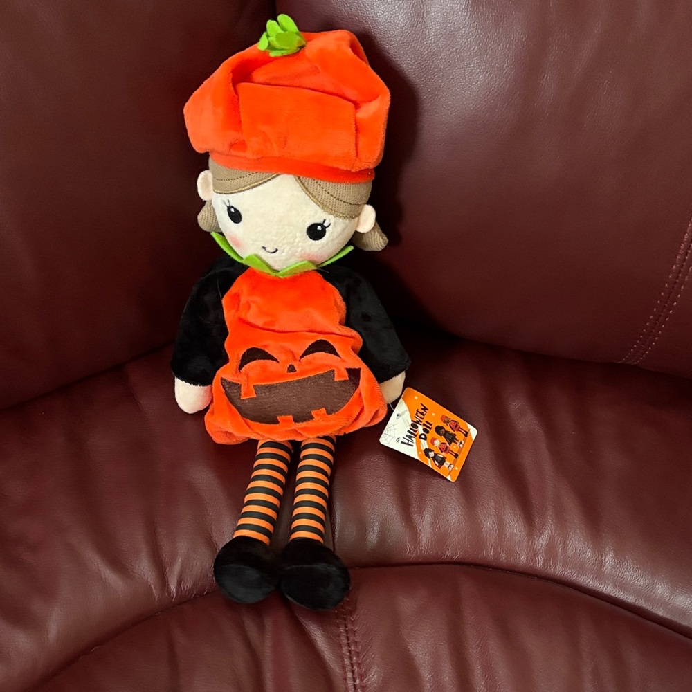 Pumpkin Doll with Cute Hat and Striped Legs